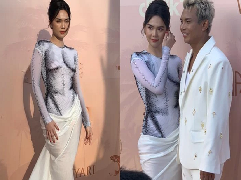 Ngọc Trinh xuất hiện trên thảm đỏ theo đúng thứ tự. Ảnh: Saostar.