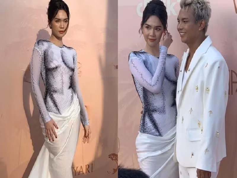 Ngọc Trinh xuất hiện trên thảm đỏ theo đúng thứ tự. Ảnh: Saostar.