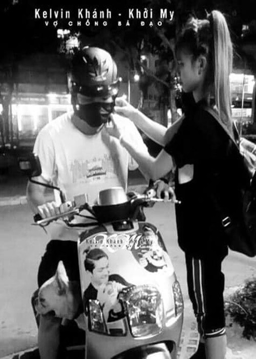 Nữ ca sĩ khoe khoảnh khắc ân cần cài mũ bảo hiểm cho chồng kém tuổi. Ảnh: FBNV