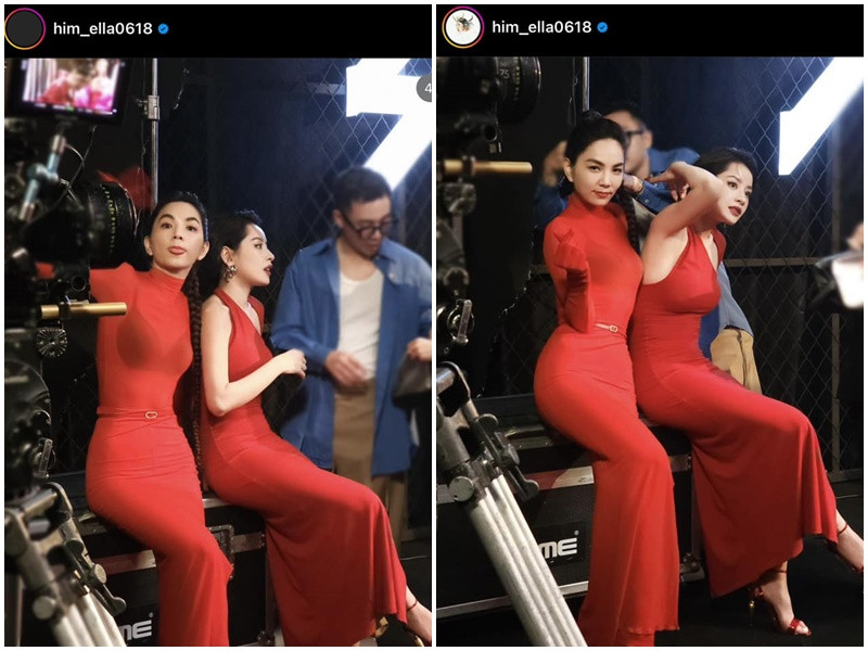 Mới đây, nam stylist cho biết, thấy tóc Ella (nhóm S.H.E) bị tuột, anh giúp nữ nghệ sĩ Trung Quốc kẹp lại tóc. Khoảnh khắc Hoàng Ku chăm sóc cho Ella được chia sẻ trên trang cá nhân của thành viên nhóm S.H.E. Ảnh: FBNV