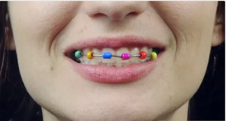 Niềng răng tự chế từ kẹp giấy và hạt vòng: Đây là phương pháp dùng thanh kim loại tháo từ kẹp giấy ra, uốn thành hình khuôn răng rồi xỏ hạt vòng vào. Cuối cùng dùng keo dán cố định các hạt vòng vào thân răng. 