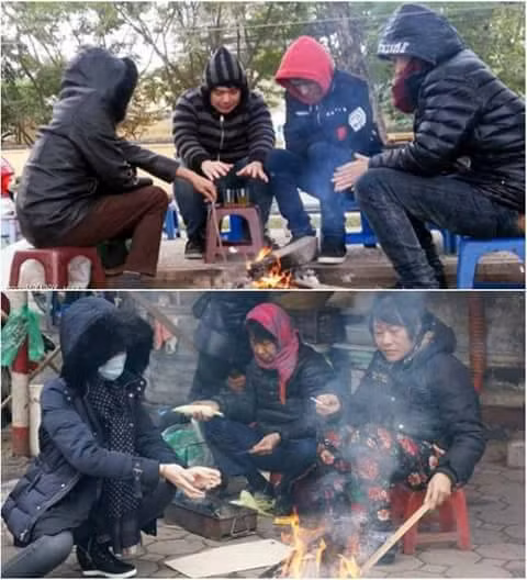 Nhiều dân mạng thích thú truyền tay nhau bức ảnh mùa đông được sưởi ấm bên đốm lửa với hy vọng phần nào giảm bớt cái nóng. 