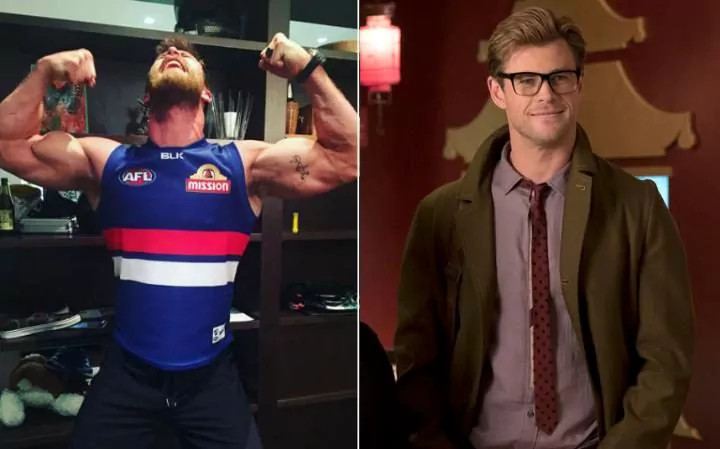 Tài tử nổi tiếng Chris Hemworth cũng không quá xa lạ trong số những ngôi sao cứ phải tăng cân rồi lại giảm cân vì các vai diễn. Đây là hình ảnh của Chris trong hai bộ phim khác nhau Thor và Ghostbusters. 