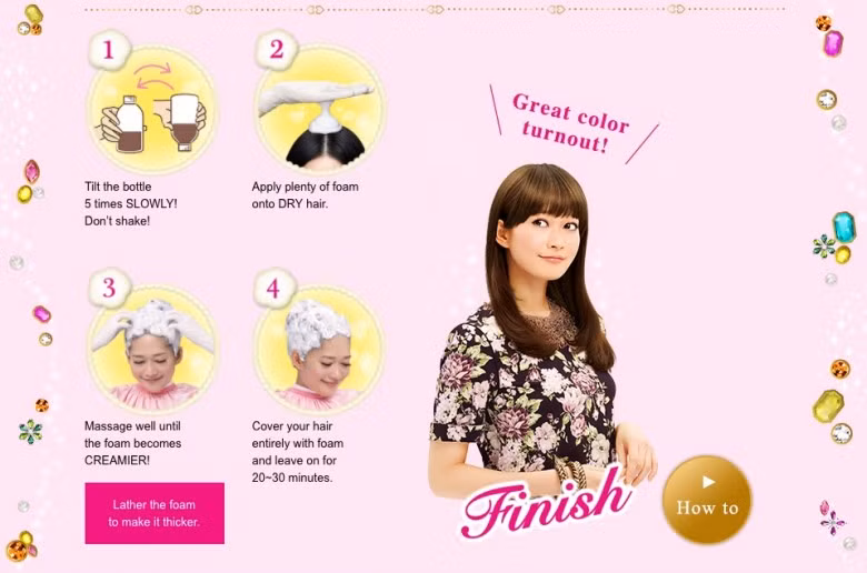 Thuốc nhuộm tóc dạng bọt: Không phải là dạng kem mà là dạng bọt nên rất dễ sử dụng, thuốc nhuộm tóc này cũng có thể biến hóa mái tóc thành 20 màu khác nhau, ưu điểm là không bị ngứa da đầu, không gây khô tóc. 