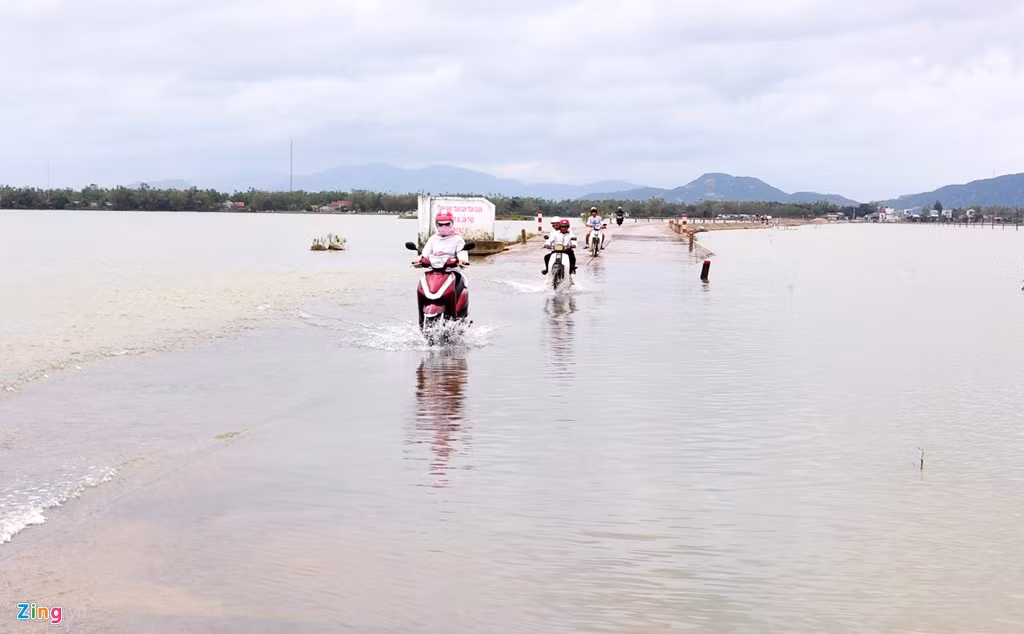 Tuyến đê nhánh sông Kôn bị xói lở, chiều 6/1, nước dâng cao tràn về gây ngập sâu cánh đồng Kim Tây, Hữu Thành (xã Phước Hòa). Một số đoạn thuộc tỉnh lộ DT 640 từ trung tâm huyện Tuy Phước về địa phương này vẫn còn ngập, gây ách tắc giao thông. Hiện gần 67 ha ruộng vẫn còn bị ngập sâu trong nước, hàng trăm hộ dân nơi đây đã ủ giống nhưng chưa thể gieo sạ được.