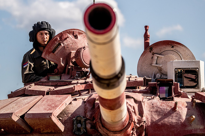 Đội Serbia với xe tăng T-72B3 tại giải thi đấu Tank Biathlon 2018 năm nay. Nguồn ảnh: TASS.