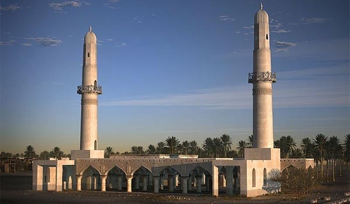 Nhà thờ Hồi giáo Al Khamis có 2 tháp nổi bật nhô cao. Nhà thờ cao 113m.