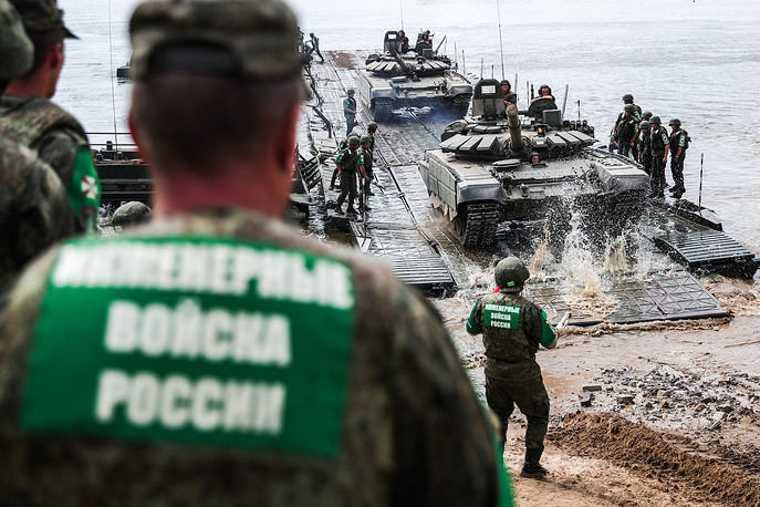 Môn thi Công binh được tổ chức ở sông Oka, Nga. Tại môn thi này, Quân đội Nga vẫn là đương kim vô địch sau 3 mùa giải. Nguồn ảnh: TASS.