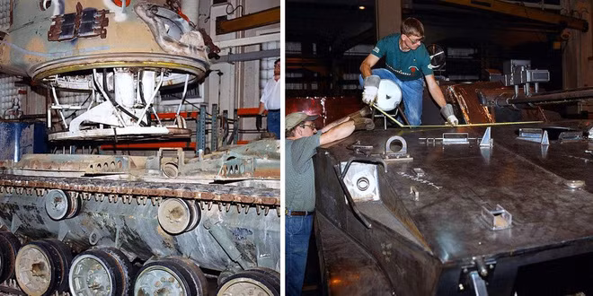 Cụ thể, hàng nghìn chiếc xe tăng chủ lực chiến trường loại M60A3 của Mỹ hiện đang nằm trong kho chứa do không còn nhu cầu sử dụng sẽ được cải biên trong tương lai để biến hình thành các thiết giáp BMP-3. Nguồn ảnh: Defence.