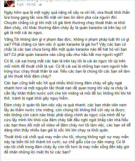 B. lý giải nguyên nhân lấy áo ngực che miệng.