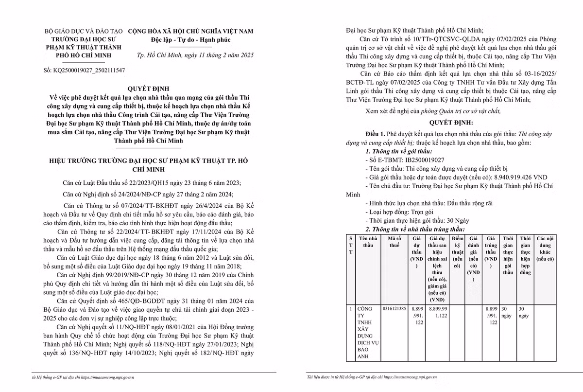 TP HCM: Nha thau “quen mat” trung goi xay dung tai Truong DH Su pham ky thuat