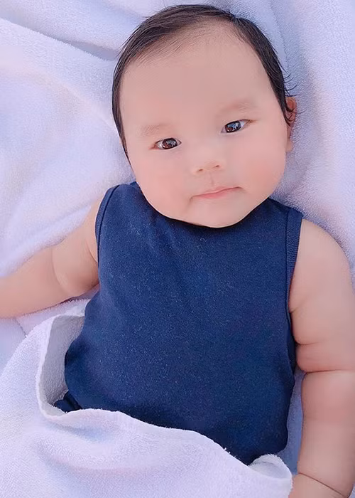 Hình ảnh con trai Phạm Hương bụ bẫm lúc 7 tháng tuổi.