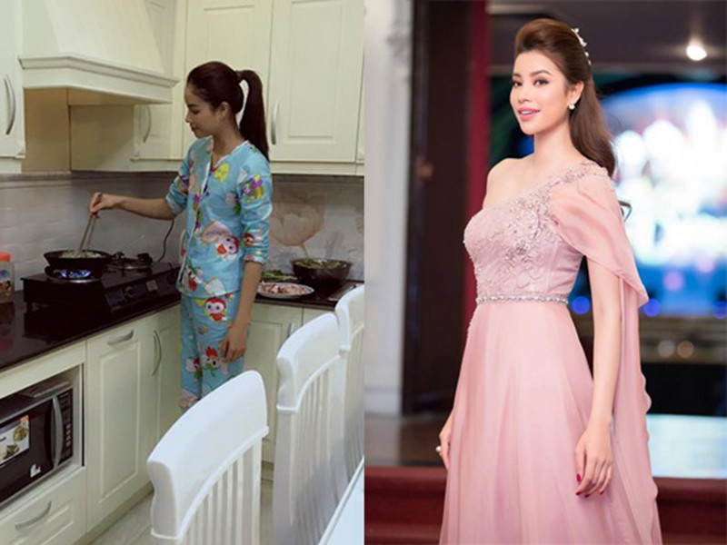Phạm Hương không đầu tư nhiều cho vẻ ngoài khi ở nhà.