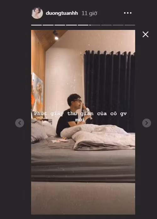 Tú Anh hài hước gọi ông xã là "giúp việc mới".