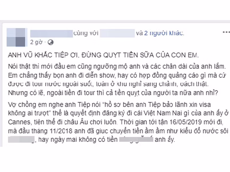 Hồi tháng 7/2019, một cặp vợ chồng tố "ông trùm chân dài" Vũ Khắc Tiệp quỵt 100 triệu đồng tiền cọc dự một đêm tiệc của ông trùm chân dài này tại Cannes vào tháng 5/2019.