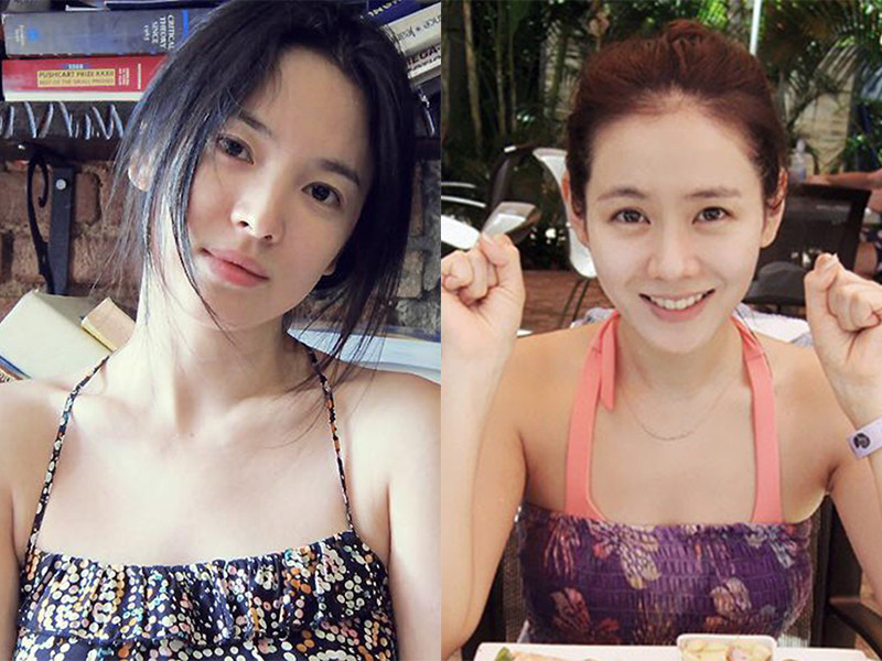 Song Hye Kyo và Son Ye Jin thường xuyên xuất hiện với gương mặt không son phấn được đánh giá rạng rỡ không kém lúc trang điểm kỹ lưỡng.