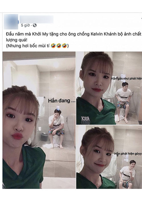 Khởi My "chơi trội" khi đăng tải khoảnh khắc khó đỡ của ông xã trong ngày đầu năm.