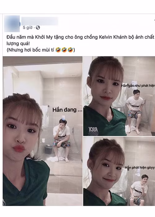 Khởi My "chơi trội" khi đăng tải khoảnh khắc khó đỡ của ông xã trong ngày đầu năm.
