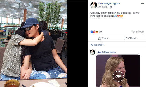 Khoảnh khắc Quách Ngọc Ngoan tình cảm bên Phượng Chanel tại sân bay.