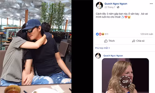 Khoảnh khắc Quách Ngọc Ngoan tình cảm bên Phượng Chanel tại sân bay.