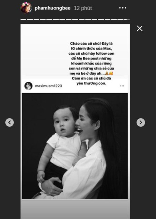 Ngoài ra, người đẹp gốc Hải Phòng còn công khai tài khoản trang cá nhân dành cho con trai.