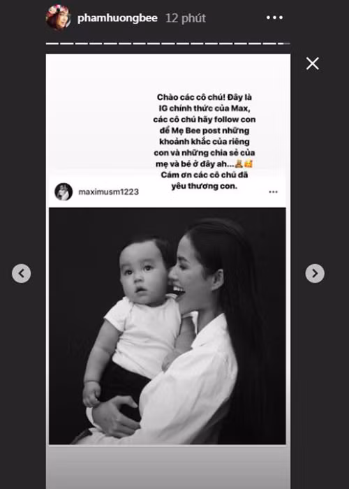 Ngoài ra, người đẹp gốc Hải Phòng còn công khai tài khoản trang cá nhân dành cho con trai.