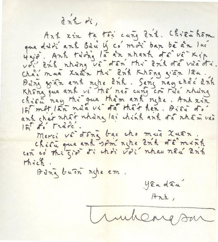 Bức thư viết năm 1967 là lời chia tay buồn bã. Những bức thư sau là tình cảm nhớ nhung chân thành, là sự quan tâm, chia sẻ những buồn vui trong cuộc sống.