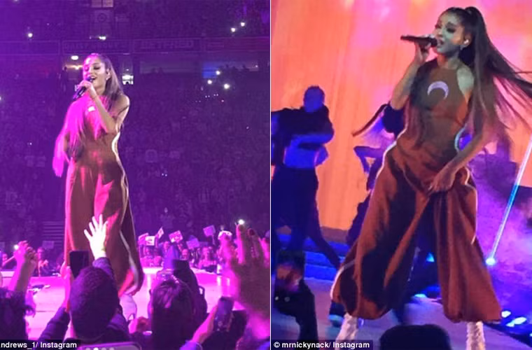 Ariana Grande trong show diễn hôm 22/5 ở Manchester. Ngay sau khi cô kết thúc show diễn, vụ nổ bom đã xảy ra tại khu vực phòng giải lao của Manchester Arena. (Ảnh: Instagram)