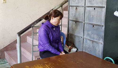 Bà Hạnh tại cơ quan điều tra.