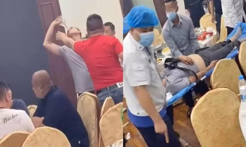 Khoe tuu luong, nguoi dan ong suyt chet ngay tren ban ruou