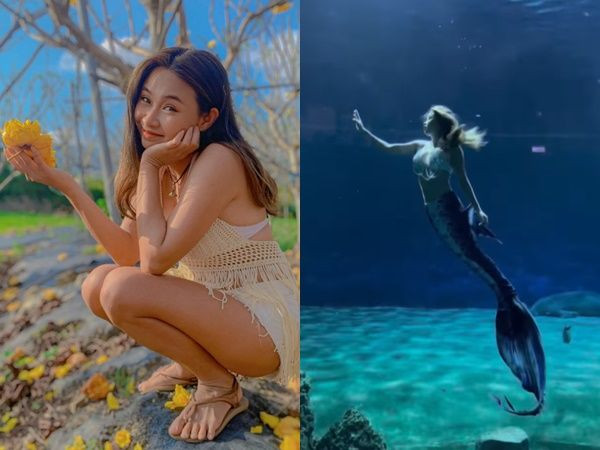 Ngay sau đó, danh tính của hot girl bikini này đã được tìm ra, đó là Mẫn Mẫn, một trong những mỹ nhân ngư nổi tiếng xứ Đài.