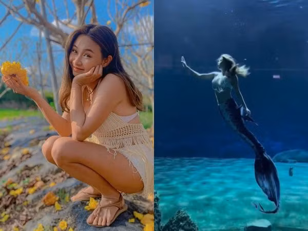 Ngay sau đó, danh tính của hot girl bikini này đã được tìm ra, đó là Mẫn Mẫn, một trong những mỹ nhân ngư nổi tiếng xứ Đài.