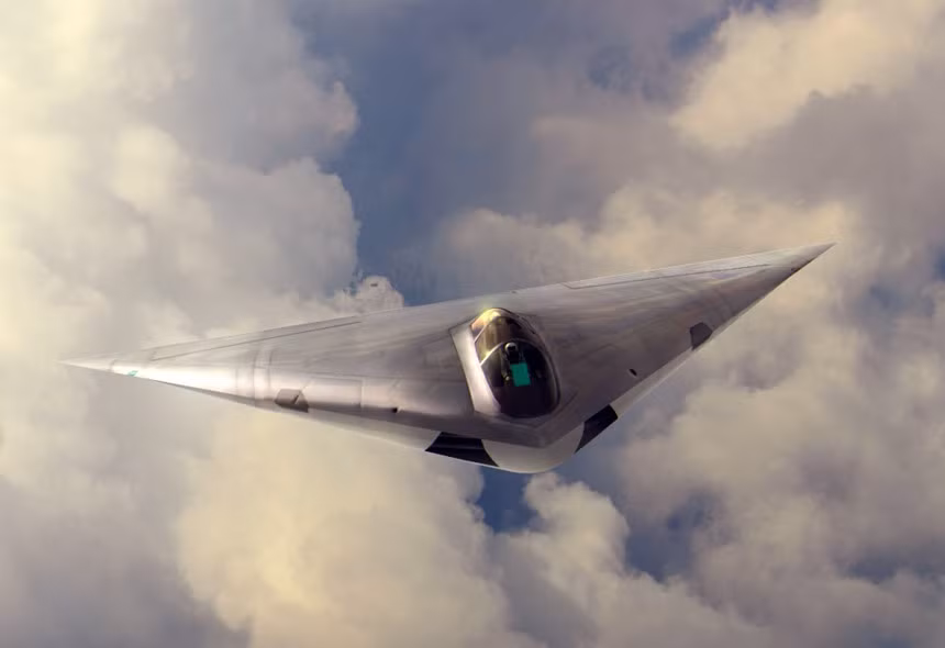 A-12 Avenger là dự án phi cơ tàng hình đầy tham vọng của Hải quân Mỹ vào những năm 1980. Máy bay có thiết kế khí động học quái dị hình tam giác với các khoang vũ khí bên trong thân. Nó sẽ sử dụng tính năng tàng hình để bí mật tiếp cận bờ biển đối phương và tung đòn tấn công. Ảnh đồ họa: McDonnell Douglas.