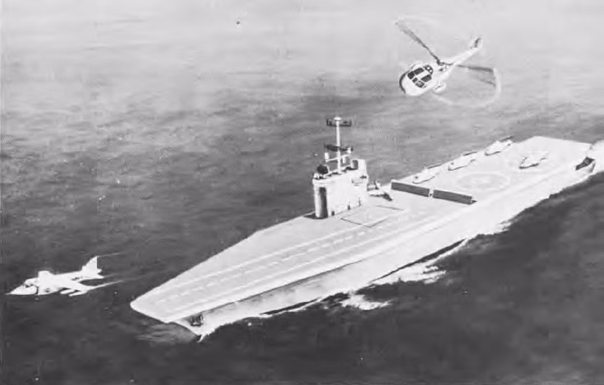 Tàu kiểm soát biển (SCS) là một đề án do Đô đốc Elmo Zumwalt, Tham mưu trưởng Hải quân Mỹ, đề xuất trong những năm 1970. Ý tưởng nhằm phát triển các tàu sân bay hạng nhẹ mang theo một số máy bay để kiểm soát các vùng biển gần Liên Xô, thay cho các tàu sân bay lớn. Ảnh đồ họa: Hải quân Mỹ.