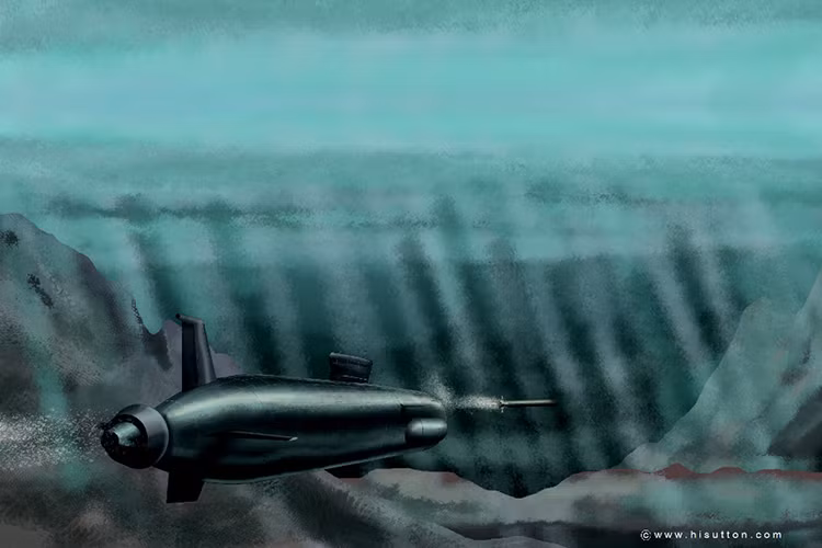 Và sau 50 năm, có vẻ như các thiết kế sư Nga đã phát triển được một mẫu lò phản ứng hạt nhân đủ nhỏ để bỏ vừa vào trong một quả ngư lôi bên cạnh đó còn là sự phát triển của ngành công nghệ điện tử và vật liệu mới của Nga cho phép nước này hoàn thiện T-15 với cái tên mới là Status-6. Nguồn ảnh: HI Sutton.