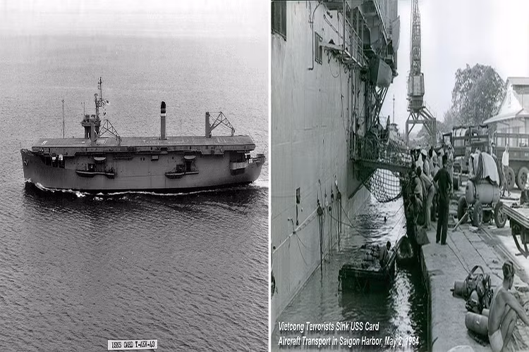 Hình ảnh tàu USNS Card trước vào sau vụ tấn công trong đêm 2/5/1964. Nguồn ảnh: Flickr.