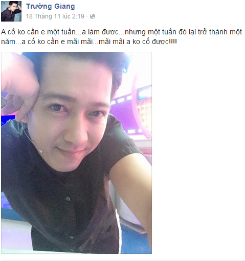 Hàng loạt status buồn bã của Trường Giang khiến fan lo lắng.