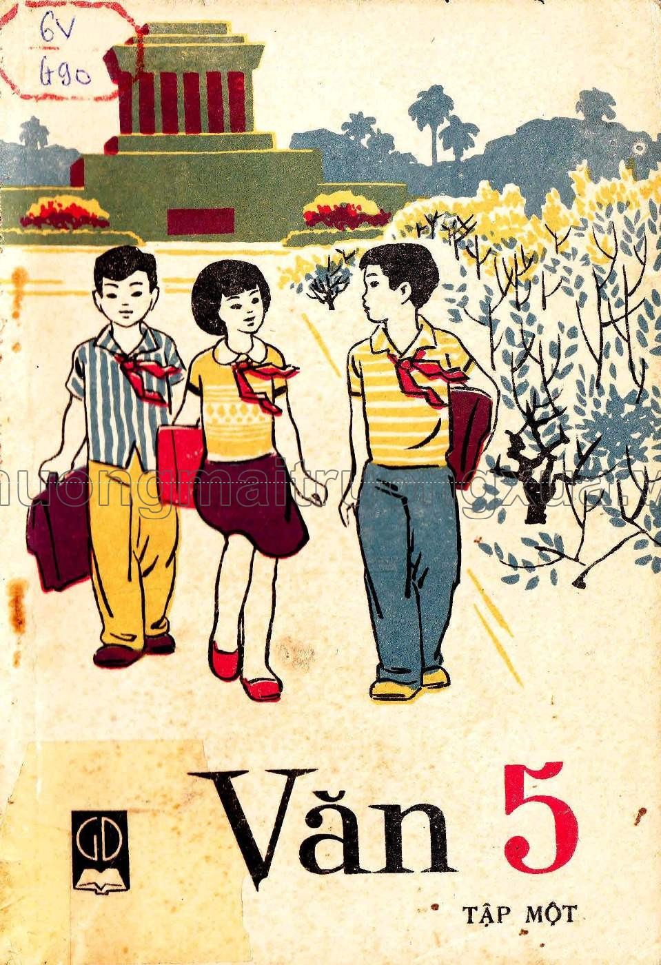 Những cuốn sách của thập niên 70, 80 cho thấy công nghệ in sách còn thô sơ. Chỉ tranh bìa là có màu, tranh bên trong hoàn toàn đen trắng. Ngày ấy cũng chưa có công nghệ vi tính, toàn bộ tranh minh họa đều do họa sĩ vẽ tay. Ảnh: Sách Văn lớp 5, tập 1, NXB Giáo dục ấn hành năm 1989.