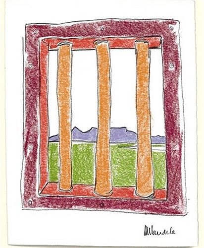 Bức tranh màu sáp được Nelson vẽ lại trong thời gian bị giam trên đảo Robben.