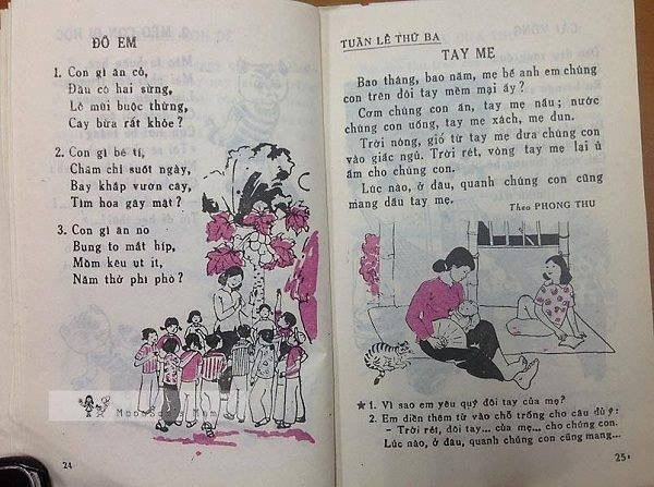 Thời điểm ra đời của những bộ sách giáo khoa này, chưa có làn sóng công nghệ và đô thị hóa. Đó là những ngày trực nhật lấy nhọ nồi và cây chuối non đi sơn bảng, đập quả bàng khô ăn vì hồi đó đói mà không có tiền. Bố mẹ nghèo khó nên cũng không dám đòi mua gì.