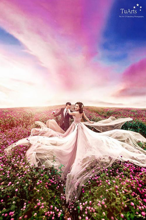 Thung lũng hoa Long Biên đây là địa điểm mới được xây dựng cho các cặp đôi và người chụp ảnh tới thỏa sức ghi lại hình ảnh đẹp. Ảnh: Tuart.