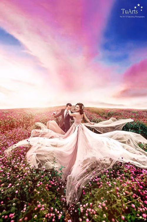 Thung lũng hoa Long Biên đây là địa điểm mới được xây dựng cho các cặp đôi và người chụp ảnh tới thỏa sức ghi lại hình ảnh đẹp. Ảnh: Tuart.