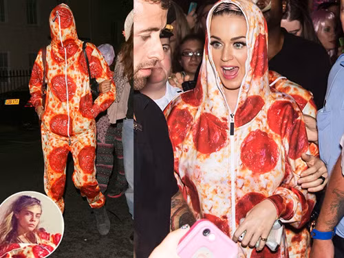 Bộ jumpsuit in hình bánh pizza kỳ lạ. Ảnh: Printerest.