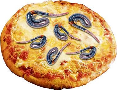 Chiếc bánh pizza giun khiến bạn dựng tóc gáy. Ảnh: Pinterest.