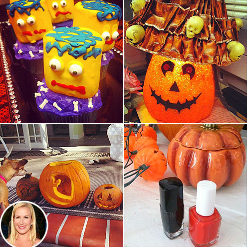 Ngôi nhà cuar Angela Kinsey được trang trí hoàn toàn bằng những quả bí ngô đủ các hình dáng. Ảnh: Yeah1.