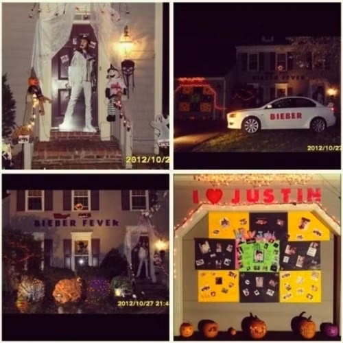 Anh chàng Justin Bieber thì trang trí bên ngoài nhà trong ngày lễ Halloween như thế này. Ảnh: Saovui.