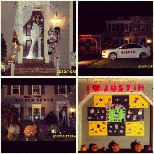Anh chàng Justin Bieber thì trang trí bên ngoài nhà trong ngày lễ Halloween như thế này. Ảnh: Saovui.