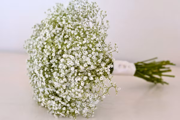 Bạn chỉ cần tới chợ hoa đầu mối Quảng Bá mua một bó lớn hoa baby và buộc lại bằng ruy băng...