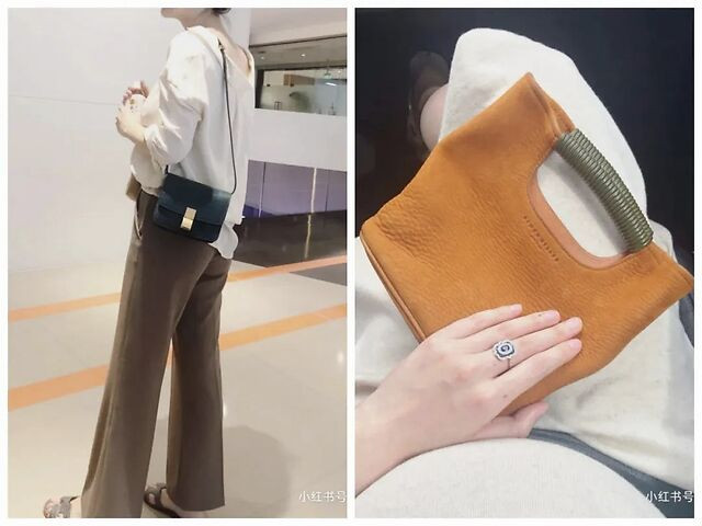 Cho tới chiếc túi Celine.hiếm có khó tìm không phải ai cũng mua được (bên trái), giá ít nhất 10.000 NDT (33 triệu VNĐ), và túi Simon Miller Birch (bên phải).