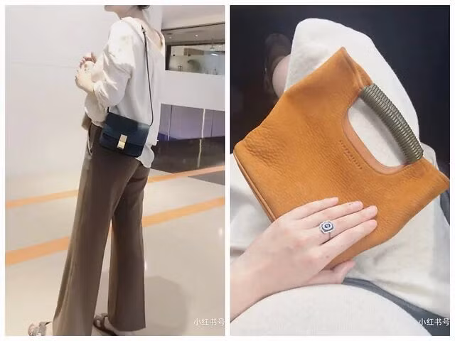 Cho tới chiếc túi Celine.hiếm có khó tìm không phải ai cũng mua được (bên trái), giá ít nhất 10.000 NDT (33 triệu VNĐ), và túi Simon Miller Birch (bên phải).